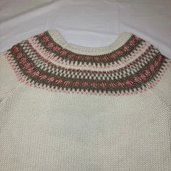 Banana Republic FAIR ISLE PULLOVER cream color size small - Picture 10 of 13